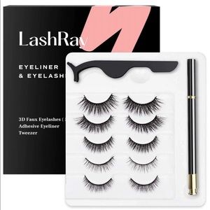 Lashes 10 Pairs & Adhesive Eyeliner Makeup Kit